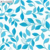 Pearl Reflections- Shimmer Leaves- White/Teal